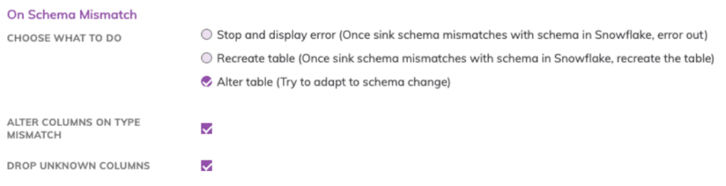 Figure 4: Schema Mismatch handling on an Ascend Write Connector for a Data Warehouse Table