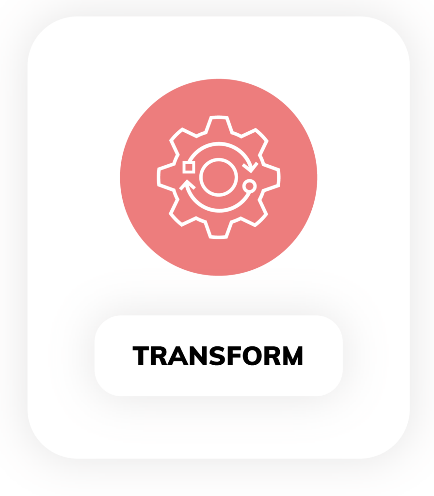 Data transformation icon in red for the Ascend build plane.