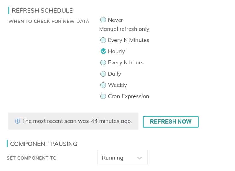 Ascend's refresh schedule screen for data pipeline optimization