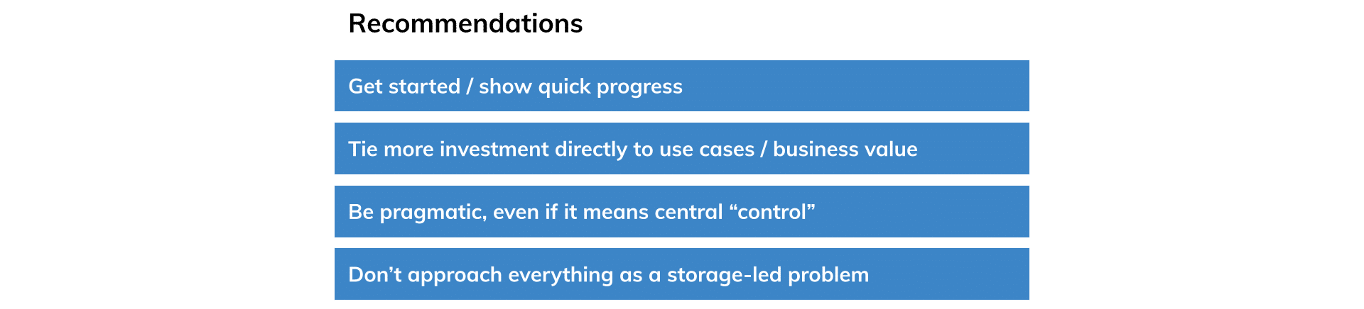 Data mesh implementation recommendations.