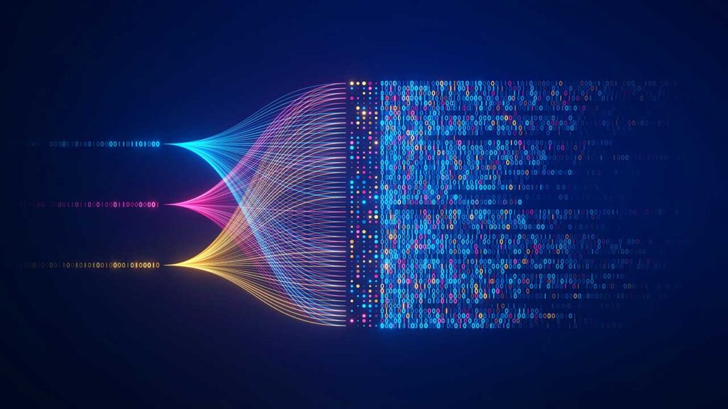 Graphic representing automated data pipelines.